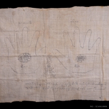 ผ้ายันต์รอยมือรอยเท้าครูบายาวิระ วัดปากกอง จ.ลำปาง