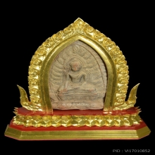 พระใบขนุน เนื้อดิน กรุเจดีย์สูง 2 สุโขทัย พร้อมซุ้มไม้สวยๆ