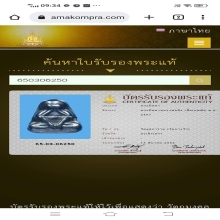 พระปิดตาหลวงพ่อดิ่ง วัดบางวัว บัตรสมาคม
