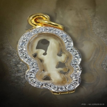 จิ้งจกสาริกาหลวงปู่หน่าย ตลับทองฝังเพชร