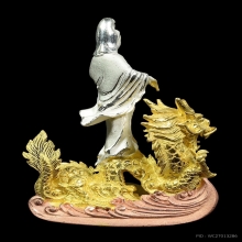 รูปหล่อเจ้าแม่กวนอิมทรงประทับมังกร เนื้อสามกษัตริย์