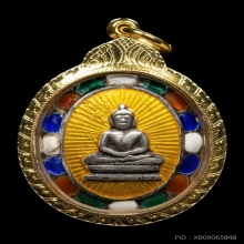 เหรียญหลังแบบโสธร เนื้อเงินลงยา ปี2482