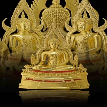 พระพุทธชินราชจำลอง เนื้อทองเหลืองลงรักปิดทองหน้าตัก ๖.๕ นิ้ว