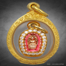 พระปรกใบมะขามท่านเจ้าคุณสนิท วัดท้ายตลาด เนื้อทองคำ
