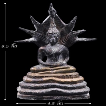 พระบูชานาคปรก4นิ้ว ไม่ทราบที่ เนื้อทองเหลืองรมดำ สภาพเก่าจัด
