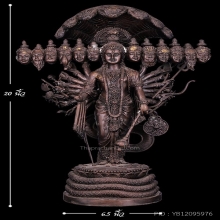 หายากมากพระแม่อุมาเทวี13เศียร20กร วัดแขกปี2515เนื้อทองเหลือง