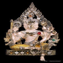 เข็มกลัดพระพรหม3หน้า เนื้อโลหะลงสีฝังเพชรCZ สภาพสวย