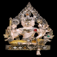 เข็มกลัดพระพรหม3หน้า เนื้อโลหะลงสีฝังเพชรCZ สภาพสวย