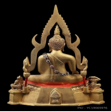 พระบูชา5นิ้วพระพุทธชินราช วัดพระศรีฯเนื้อทองเหลืองกระไหล่ทอง