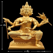 พระบูชา9นิ้ว พระพรหม4หน้า เนื้อทองเหลืองทาทอง สภาพสวยมาก