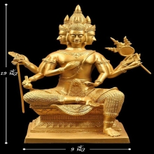 พระบูชา9นิ้ว พระพรหม4หน้า เนื้อทองเหลืองทาทอง สภาพสวยมาก