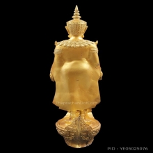พระบูชายืนสูง24นิ้ว วัดป่ากู่แก้วมิ่งมงคลเนื้อทองเหลืองทาทอง