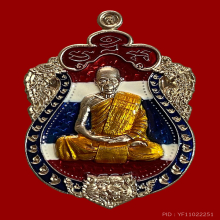เหรียญเสมาหัวเสือ รุ่นรวยมหาเศรษฐี อัลปาก้าลงยา หลวงพ่อสิน