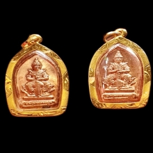 2องค์ ปรกใบมะขามท้าวเวสสุวรรณ รุ่น2 หลวงพ่ออิฏ เลี่ยมทองแท้
