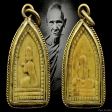 นางกวักงาแกะเลี่ยมทองโบราณ หลวงพ่อเดิม วัดหนองโพธิ์ ยุคต้น