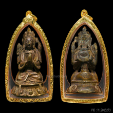 พระกริ่งโพธิสัตว์อวโลกิเตศวร เนื้อสำริดเปียกทองคำแท้