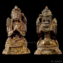 พระกริ่งโพธิสัตว์อวโลกิเตศวร เนื้อสำริดเปียกทองคำแท้