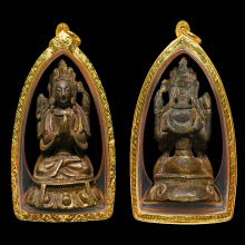 พระกริ่งโพธิสัตว์อวโลกิเตศวร เนื้อสำริดเปียกทองคำแท้