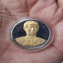 เหรียญร.5(คามิโอ)เนื้อเงินบริสุทธิ์999ขัดเงาอาบทองคำบางส่วน 