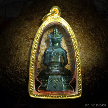 พระกริ่งจอมสุรินทร์ นวะโลหะ เลี่ยมทองคำแท้ เดิมๆ แลง่าย 