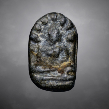 พระนาคปรกใบมะขามหลังลายผ้าหลวงปู่ฝั้น ปลุกเสก ปี2516