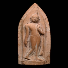 พระลีลากรุวัดถ้ำหีบ จ.สุโขทัย เนื้อดิน พิมพ์ศอกนอก นิยม