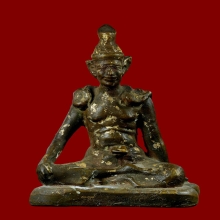 พระบูชาพ่อแก่ฤาษี หล่อโบราณ มีจารหมึก ผิวออกแดงแบบมันเทศ 