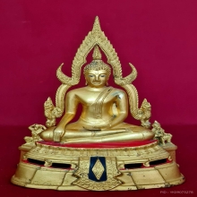 พระบูชาหลวงพ่อชินราช 5 นิ้ว ฐานฉลุ ลงรักปิดทอง ปี2525