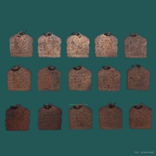 เหรียญเสมาเล็ก ลพ.วัดตรีเทพ เนื้อทองแดง ปี2492  ยกชุด15 องค์