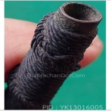 ตะกรุดเนื้อทองเหลืองเก่า ถักเชือกสีดำ ยาว 3 นิ้ว