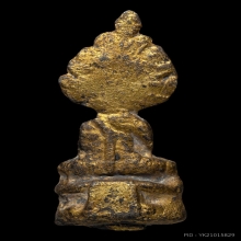 พระกรุวัดเลียบ พิมพ์ปรกโพธิ์ เนื้อชินเงิน ปิดทองเดิมจากกรุ