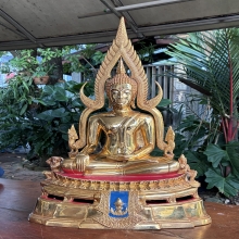 พระพุทธชินราชมาลาเบี่ยง9.9นิ้ว กะไหล่ทองหล่อดินไทย