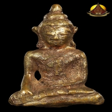 ยอดธงอยุธยา เนื้อโลหะผสมแก่นาก ปางมารวิชัย สภาพสวย หายากมาก