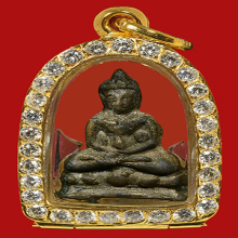 หลวงปู่เอี่ยมวัดหนัง พระชัยเขื่อนเล็กเนื้อสัมฤทธิ์+บัตรสมาคม