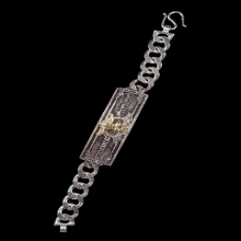 เลสข้อมือเนื้อเงินหน้ากากทองคำ หลวงพ่อเปิ่น วัดบางพระ