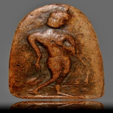 พระลีลากรุอาวาสน้อย เนื้อดิน พิมพ์หน้าใหญ่