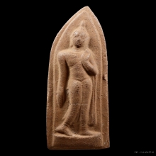 พระลีลาฝักดาบ หลวงพ่อกวย เนื้อดินผสมผง ยุคแรก วัดโฆษิตาราม 