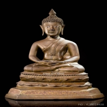 พระพุทธรูปรัชกาลปางสมาธิเพ็ชร เกศบัวตูมหล่อหนาบัวเด้งดินเต็ม