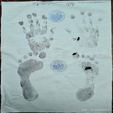 ผ้ายันต์ลายมือเท้า พ่อคลิ้ง วัดถุงทอง +ปั๊มตราวัด