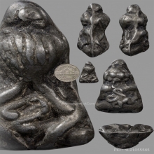 พระปิดตาพิมพ์ยันต์ยุ่ง หล่อประกบข้างโบราณเนื้อสัมฤทธิ์