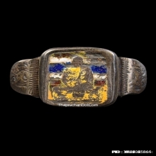 แหวนลายธงชาติหลวงพ่อเดิม วัดหนองโพ เนื้อเงินลงยา