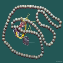 สร้อยประคำ+เหรียญ ลพ.อุตตมะ วัดวิเวการาม ปี2542 จ.กาญจนบุรี