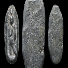 พระสังวราชุ่ม วัดพลับพิมพ์ปางลีลา เนื้อชินตะกั่วหลังจาร