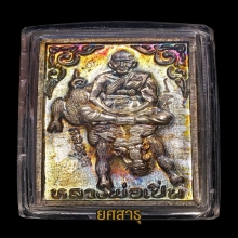 เหรียญขี่หมูป่าหลวงพ่อเปิ่น วัดบางพระ ปี34เนื้อเงินหลังเรียบ