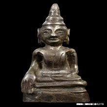 พระพุทธรูปนั่งขนาดเล็ก ปางมารวิชัย สมัยอยุธยา เนื้อเงิน