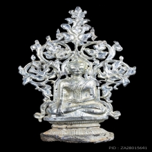 พระเชียงแสนหลังเจดีย์ ซุ้มเถาวัลย์ฉลุ เนื้อชินเงิน ผิวปรอท