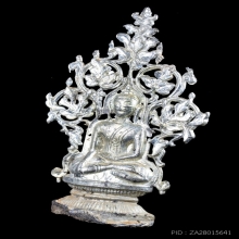 พระเชียงแสนหลังเจดีย์ ซุ้มเถาวัลย์ฉลุ เนื้อชินเงิน ผิวปรอท