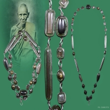 ตะกรุดชุดประคำคาบ หลวงพ่อเดิม วัดหนองโพ เลี่ยมเงินโบราณ