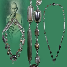 ตะกรุดชุดประคำคาบ หลวงพ่อเดิม วัดหนองโพ เลี่ยมเงินโบราณ