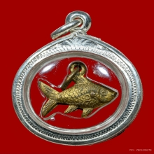 ปลาตะเพียนทอง หลวงพ่อจง ปี2490 เลี่ยมเงินยกซุ้ม